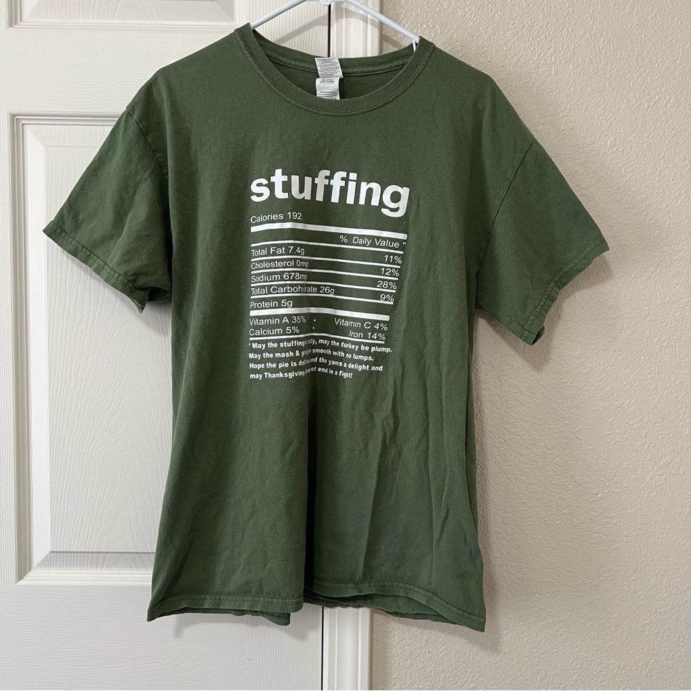 Custom Green “Stuffing” Recipe Graphic Tee - Large
